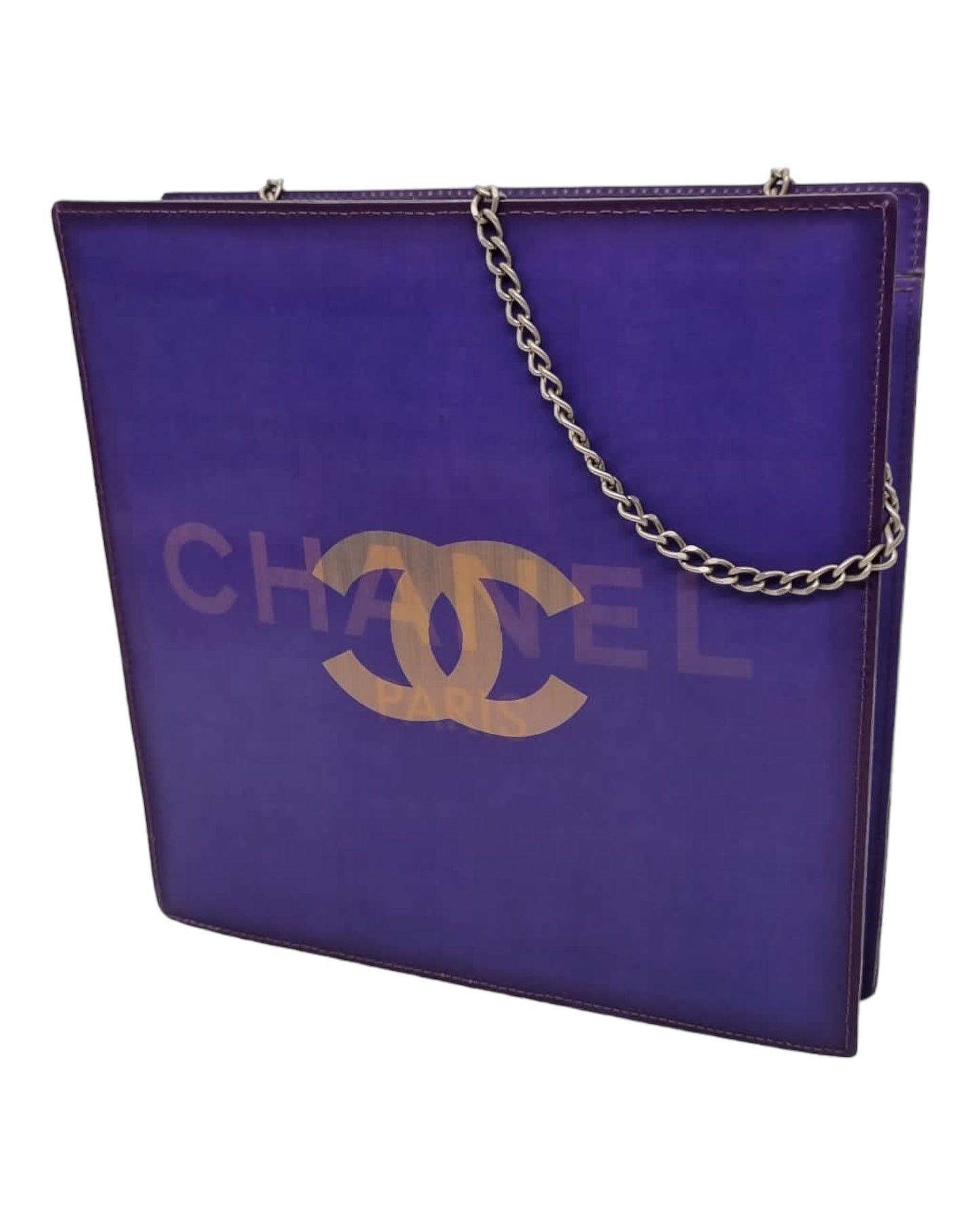 Chanel Vintage CC Holographic Vinyl Chain Shoulder Bag Purple #6 Size 20x5x20