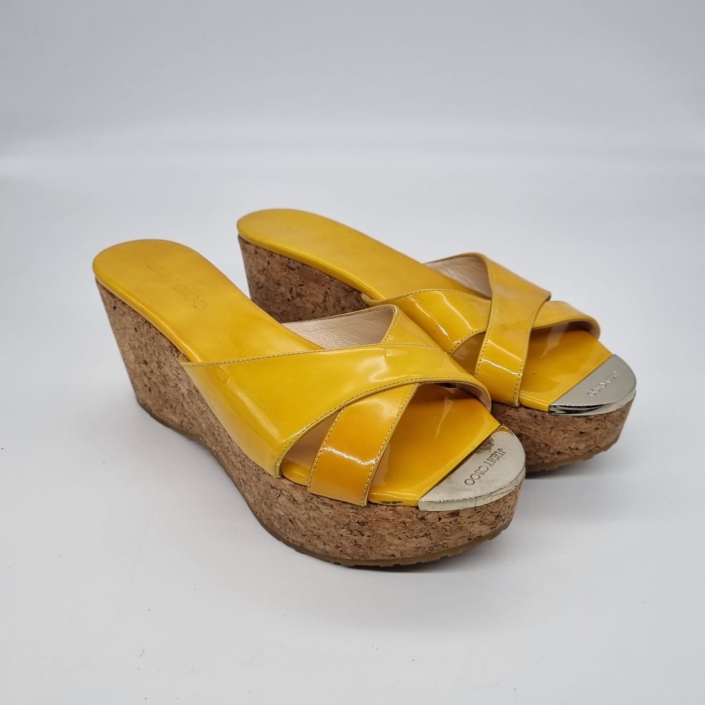 Jimmy Choo Yellow Patent Weadges size 38 / insole 24