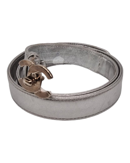 Chanel Belt Grey Metallic Size 70