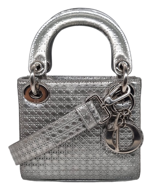 Dior Lady Dior Micro Silver SHW 2015 Size 14x5x13