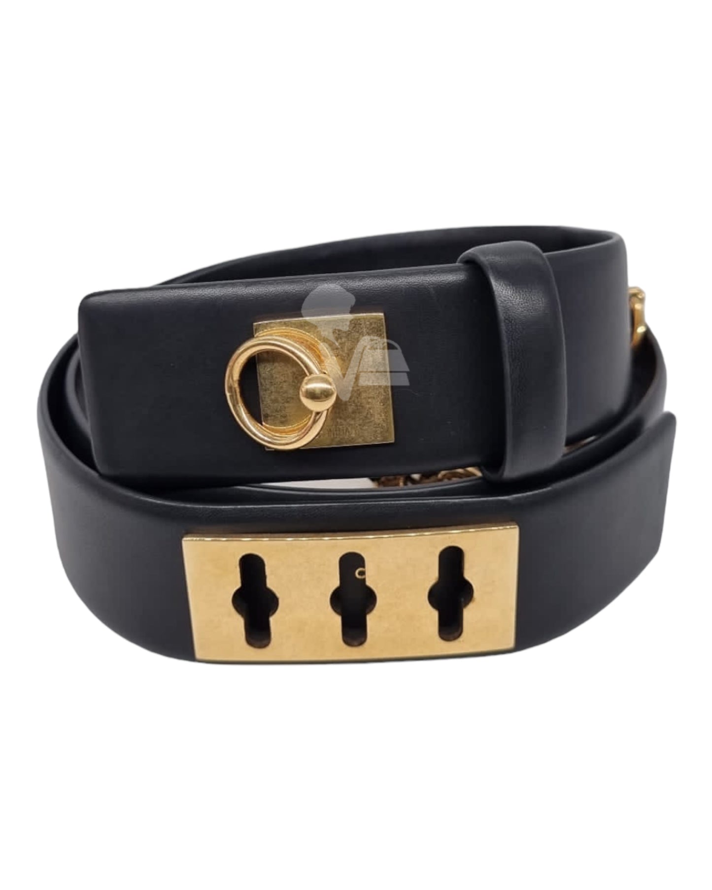 Celine Lock Belt Luggage black Leather Size M (P 94)