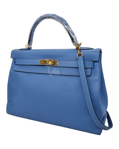 Hermes Kelly 32 Blue Paradise Togo GHW #R Size 32x10x24