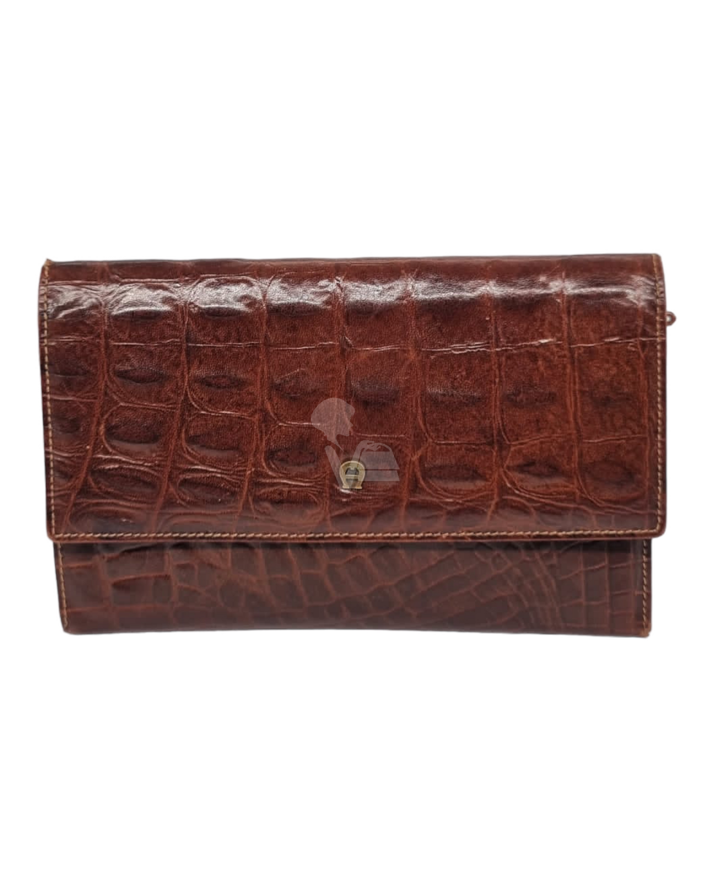 Aigner Wallet Croco Brown Size 17x11