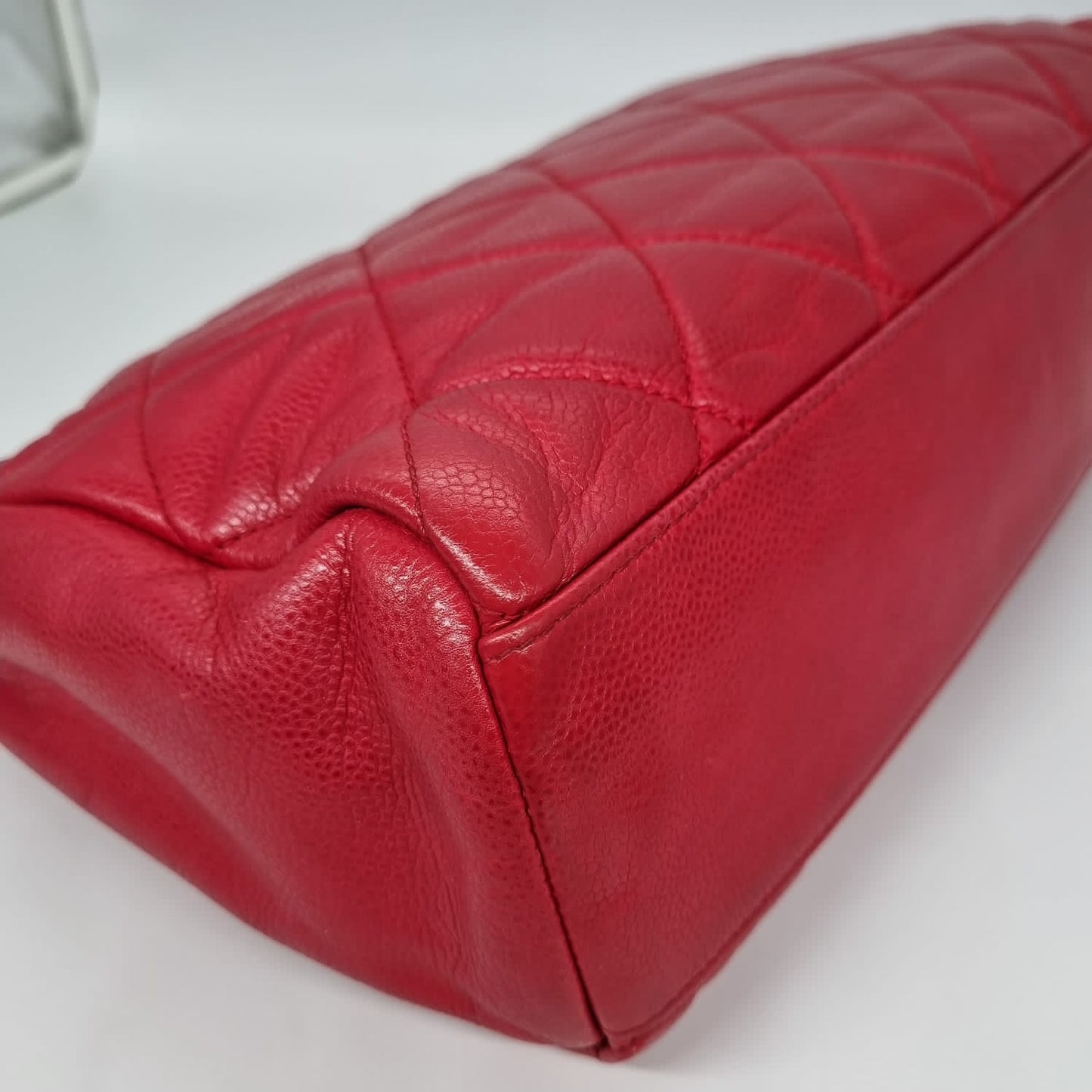 Chanel Glazed Caviar Nature Medium Flap Bag Red Size 38x8x18 #13