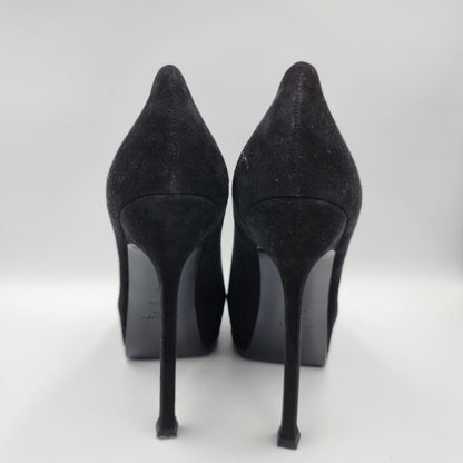 Yves Saint Laurent Kid Scamosciato Black Suede Size 38 insole 24