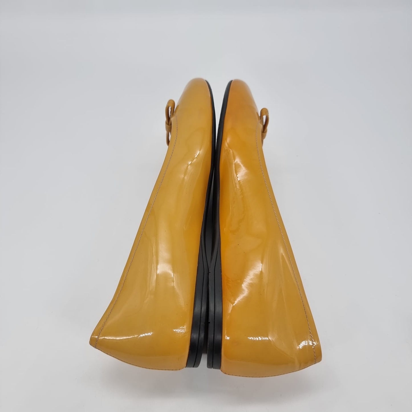 Prada Flat Shoes Patent Yellow Size 39,5/26