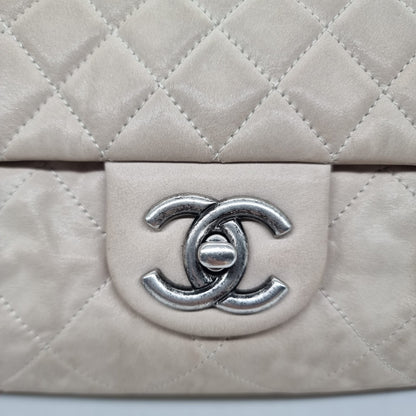 Chanel Coco Pleats Medium Flap In Pearl Brushed Calfskin Ivory SHW #14