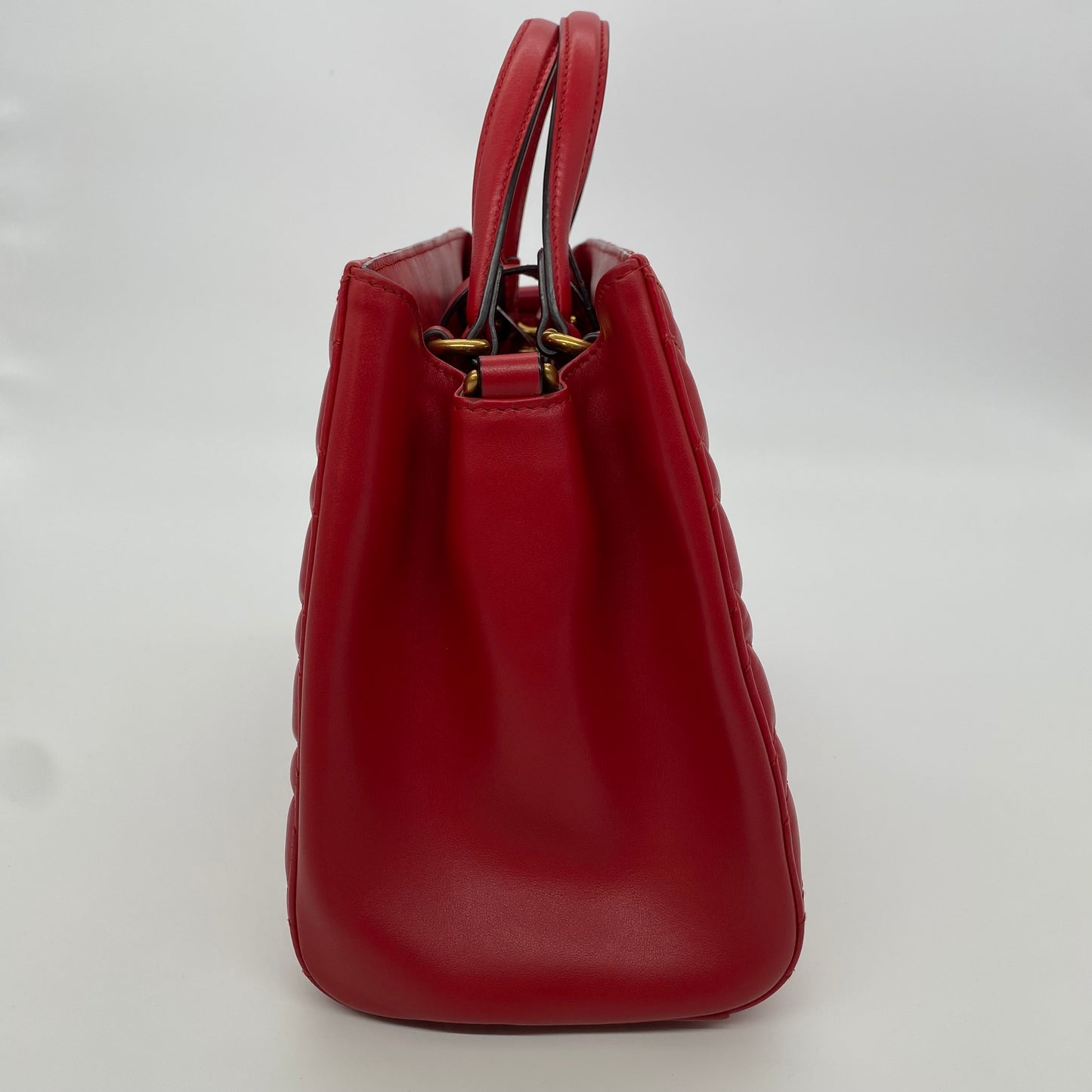 Gucci GG Marmont Top Handle Tote Leather Red Size 26x8x20