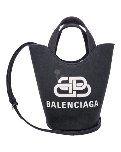 Balenciaga Wave XS Tote Bag Black White Size 18x15x22