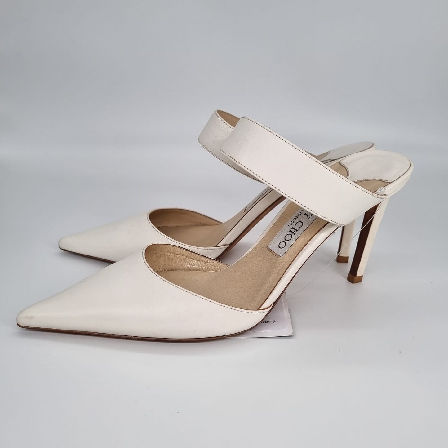 Jimmy Choo Magie Pointed Mules Heels White Size 39,5/26