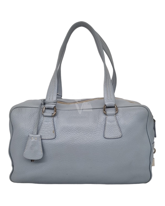 Prada Daino Bauletto Handbag Baby Blue 2004 Size 26x12x20