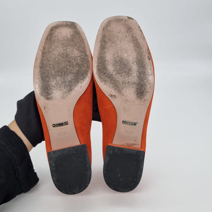 Gucci Kid Scamosciato Oxidation Suede Orange Size 35,5 insole 23