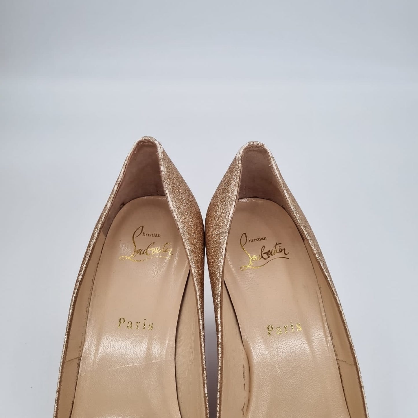 Christian Louboutin Shelley Heels Glitter Gold Size 38/24