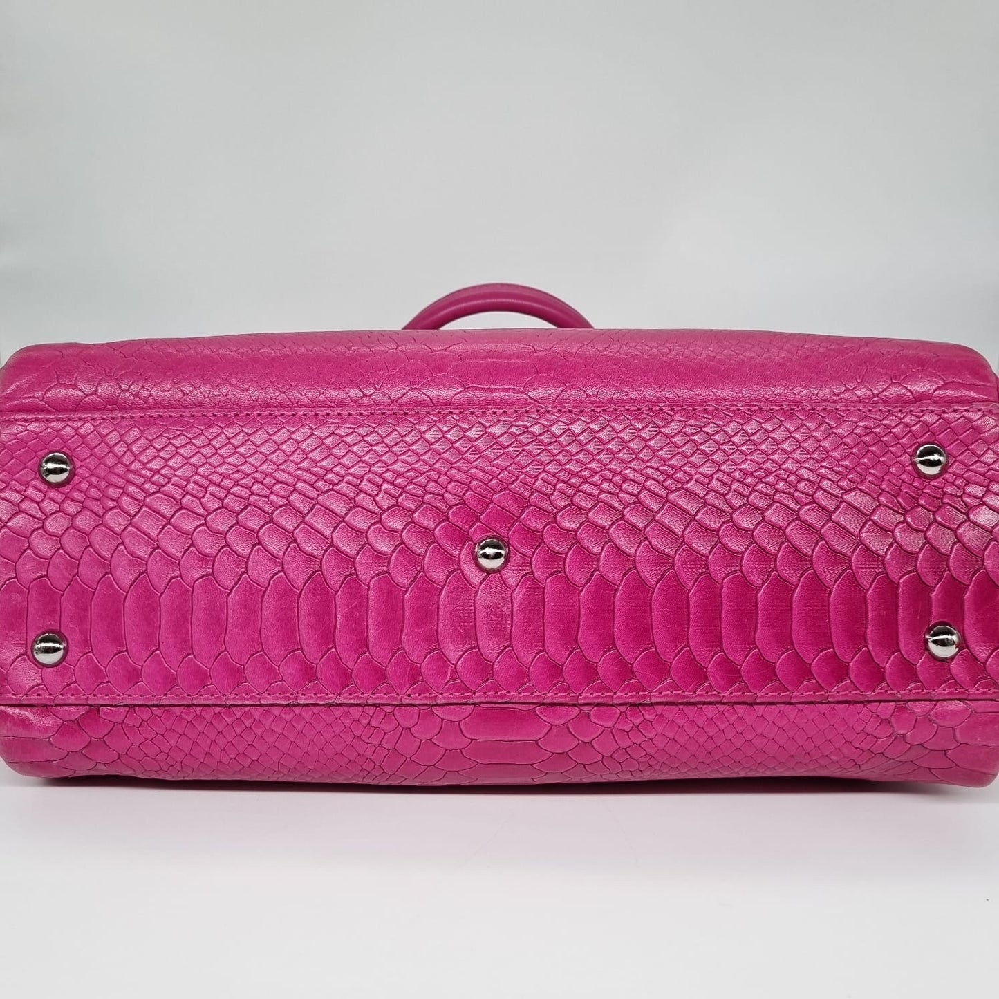 Longchamp Handbag Snake Skin Pink Size 32x9x29