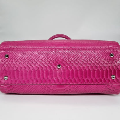 Longchamp Handbag Snake Skin Pink Size 32x9x29