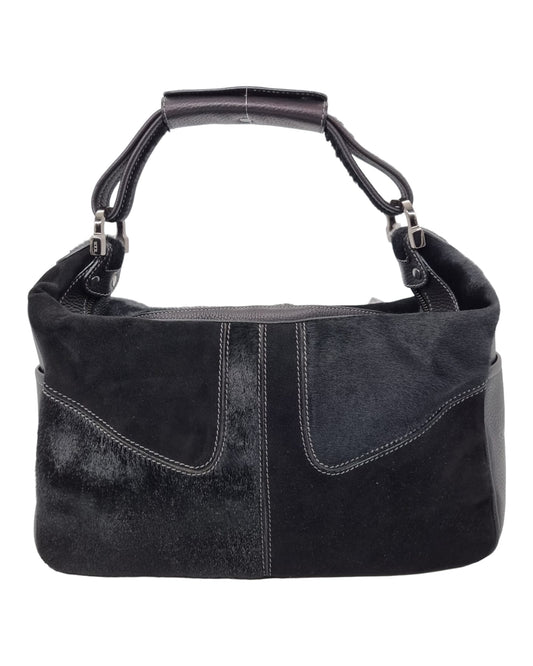 Tod's Milky Shoulder Bag Black Canvas size 33x13x19