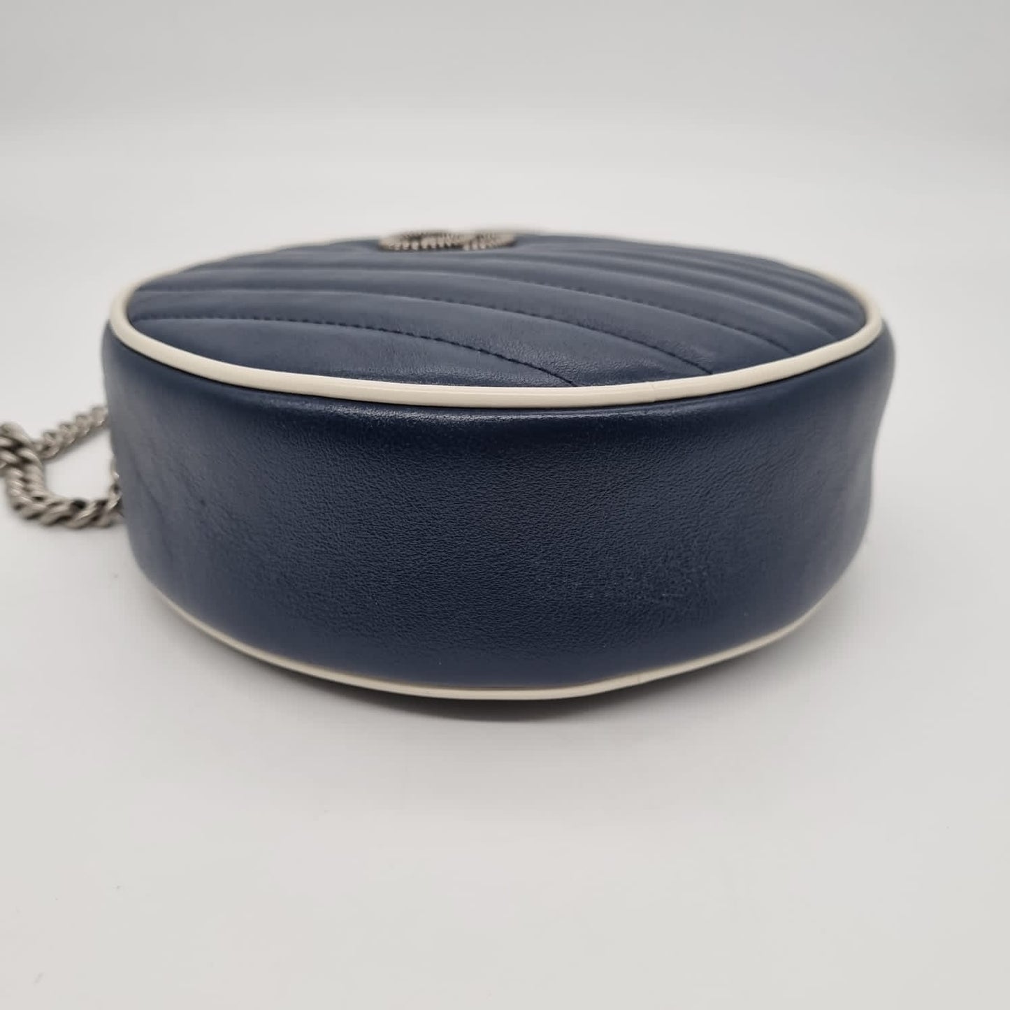 Gucci GG Marmont Round Bag Blue Size 17x6x18