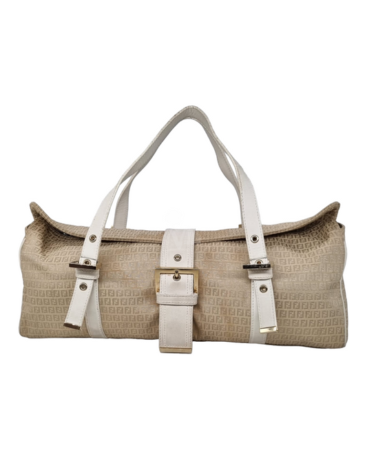 Fendi Cloth Handbag Vintage Beige Size 42x9x15