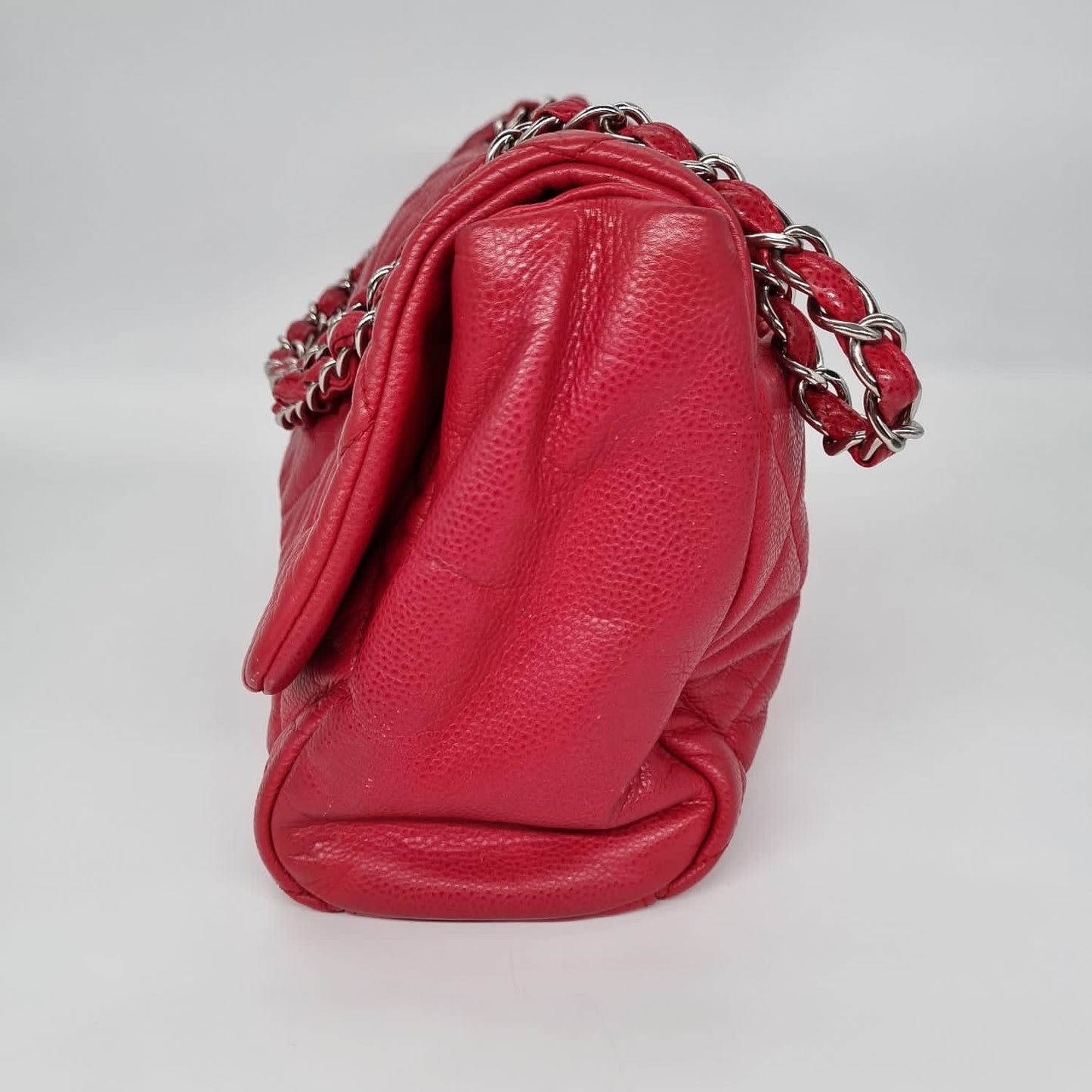 Chanel Glazed Caviar Nature Medium Flap Bag Red Size 38x8x18 #13