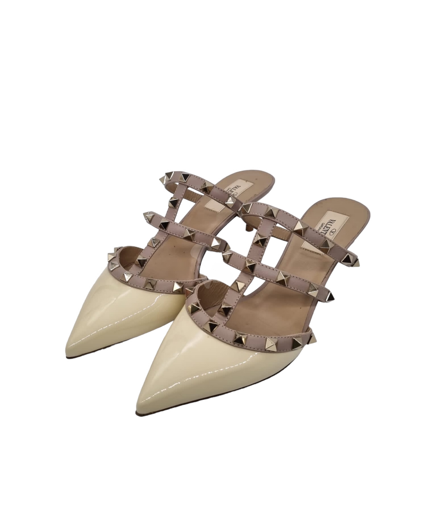 Valentino Rockstud Taco Heels White Ivory Size 36,5/24