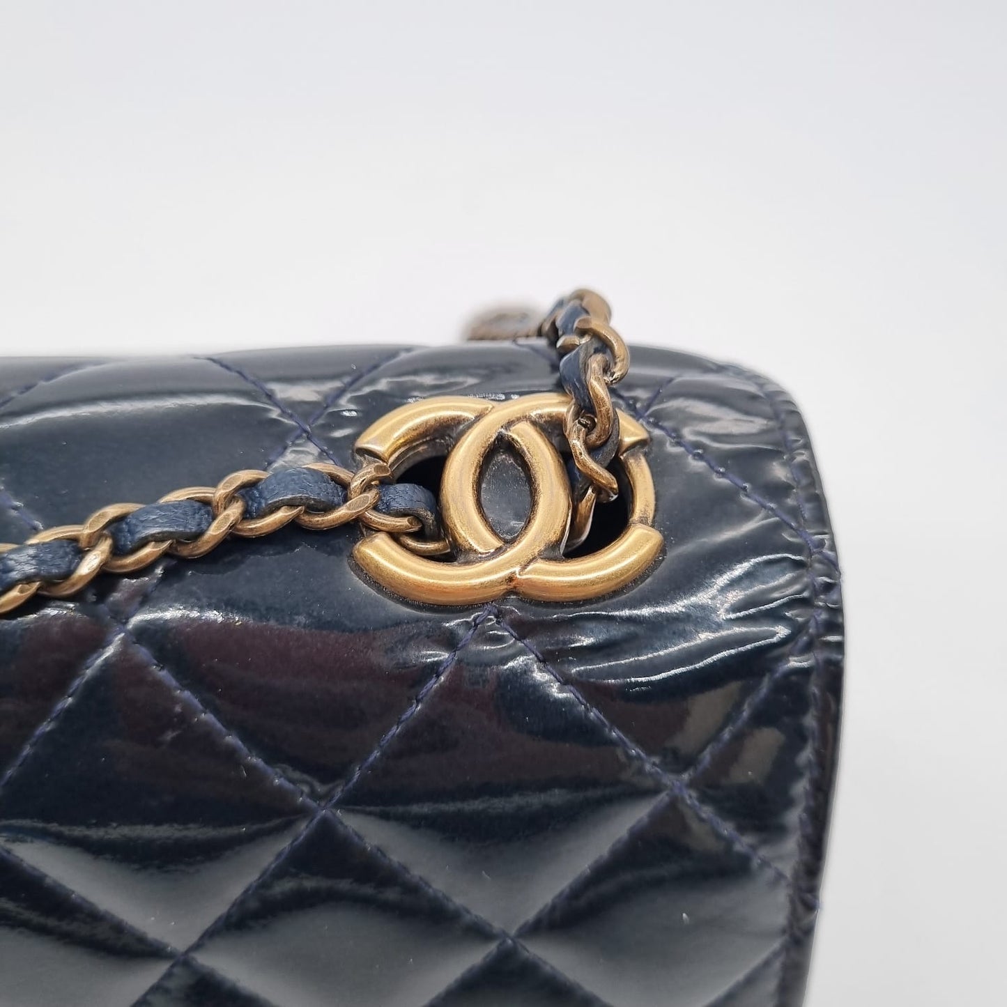 Chanel Boy WOC Eyelet Dark Navy #21 size 19x4x12