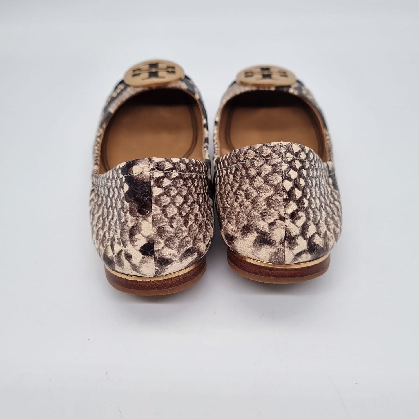 Tory Burch Minnie Captoe Ballet Stamped Snake Printed Nappa Leather Size 5/22