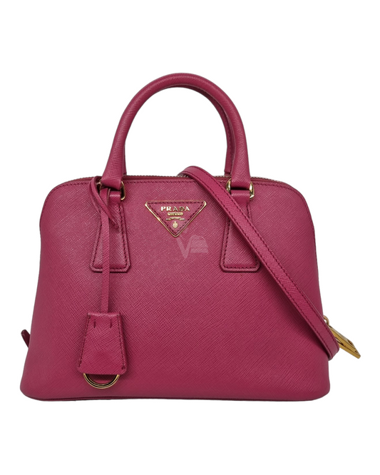 Prada Mini Saffiano Promenade Leather Bag Pink Fuschia Size 25x11x18