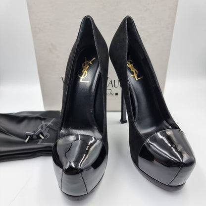 Yves Saint Laurent Kid Scamosciato Black Suede Size 38 insole 24