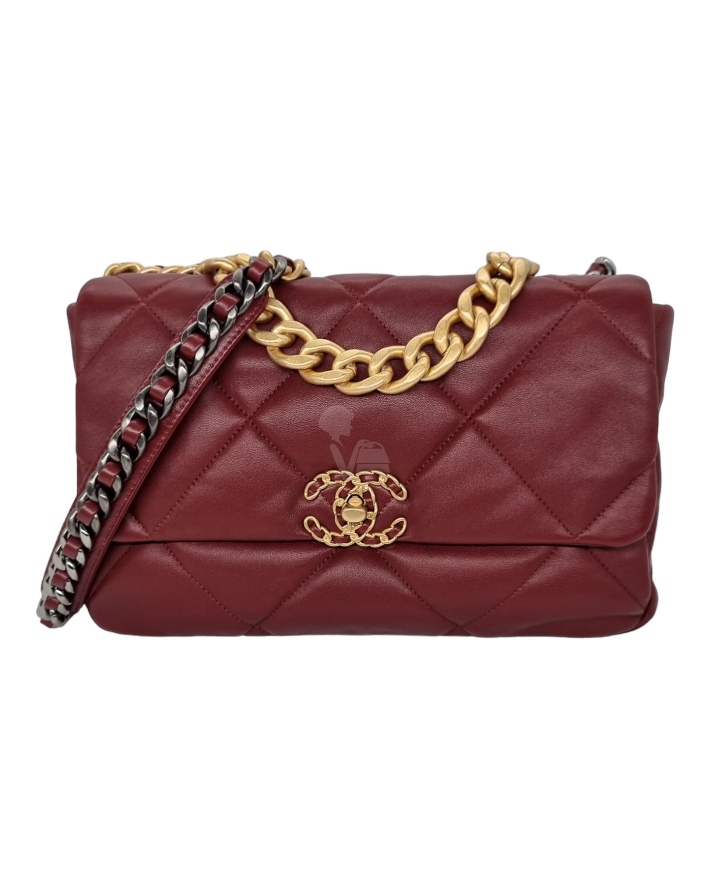 Chanel C19 Burgundy Medium Lambskin GHW CHIP 2023 Shoulder Bag NBU