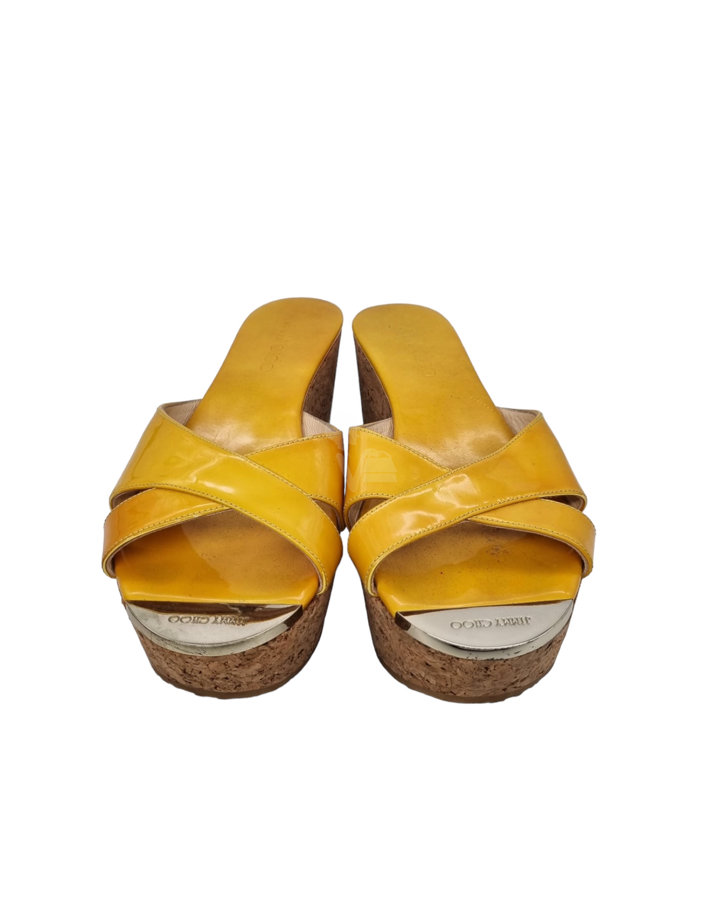 Jimmy Choo Yellow Patent Weadges size 38 / insole 24