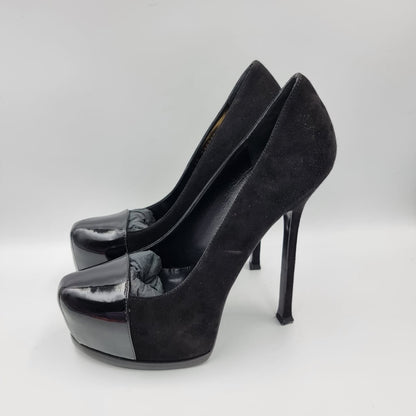 Yves Saint Laurent Kid Scamosciato Black Suede Size 38 insole 24