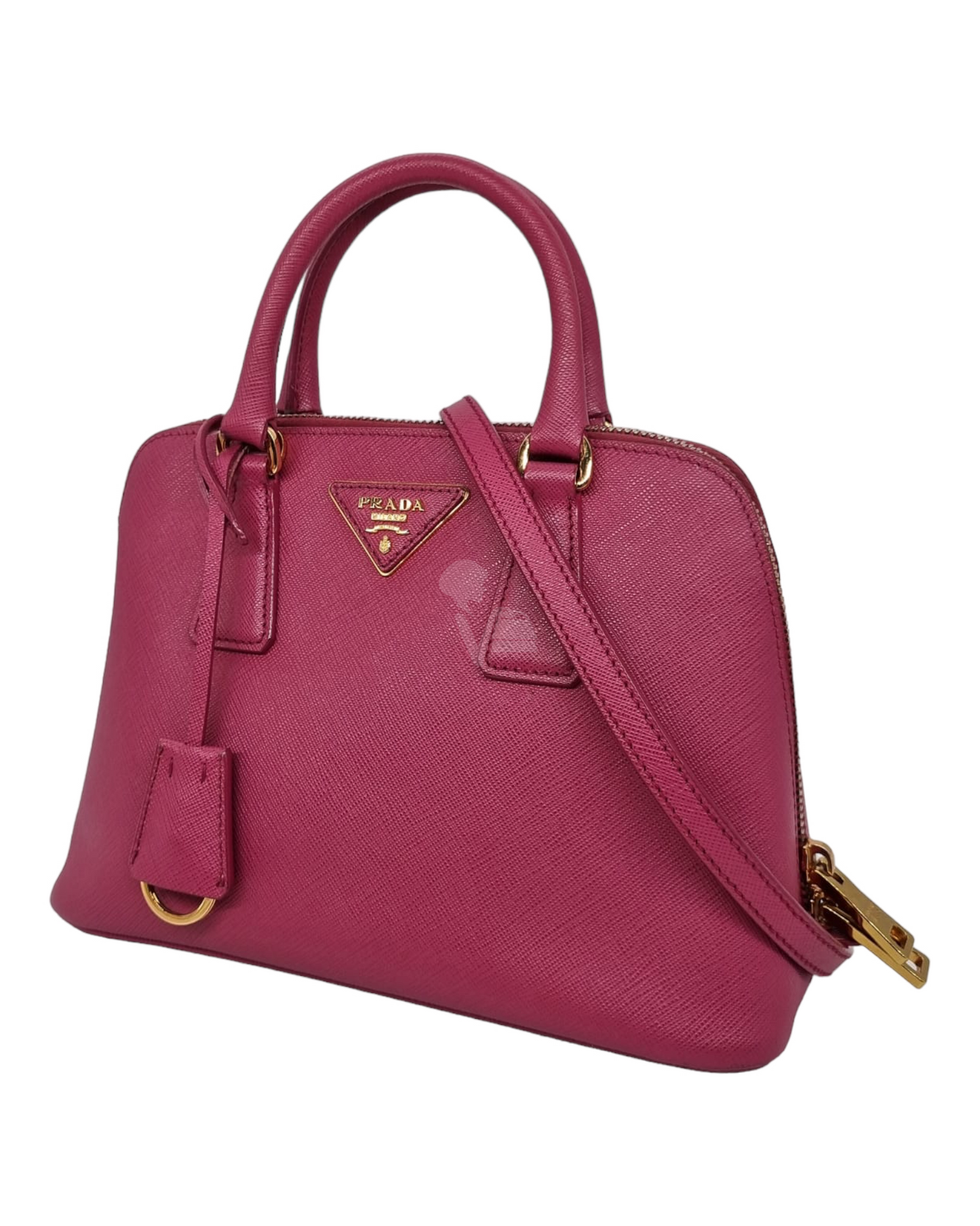 Prada Mini Saffiano Promenade Leather Bag Pink Fuschia Size 25x11x18