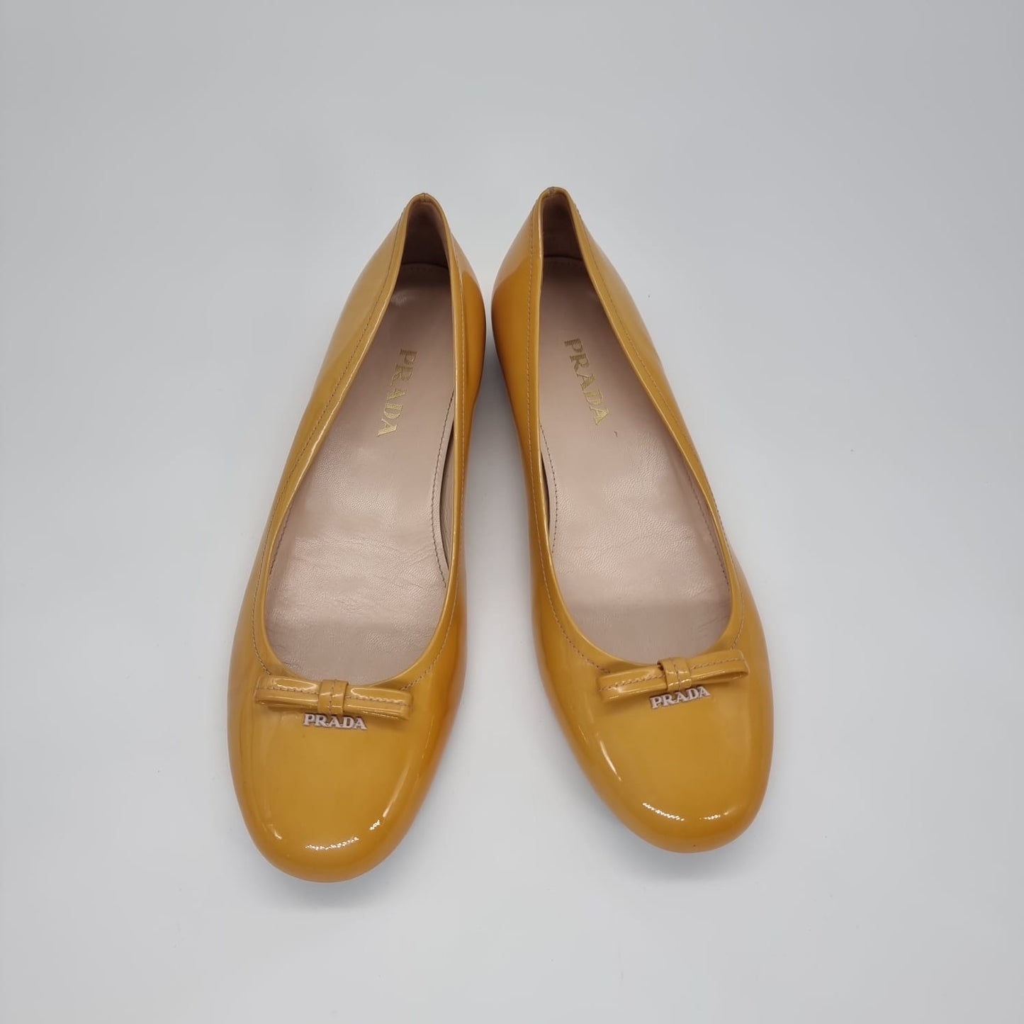 Prada Flat Shoes Patent Yellow Size 39,5/26