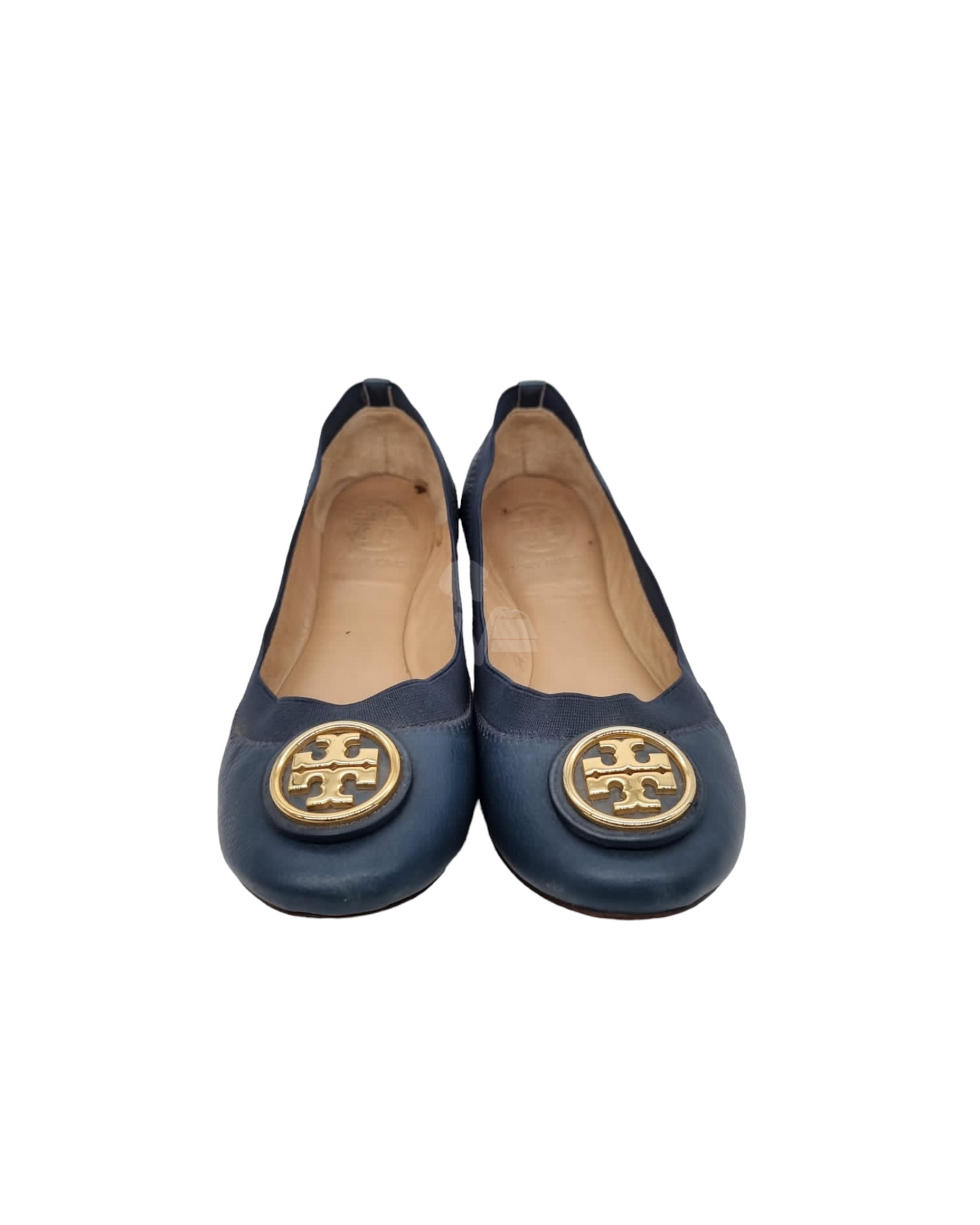 Tory Burch Caroline 2 Ballet Nellie Nappa Leather Midnight Blue 5/22,5