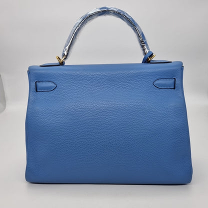 Hermes Kelly 32 Blue Paradise Togo GHW #R Size 32x10x24