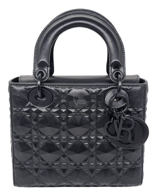 Dior Lady Dior Small Black Cannage Calfskin Diamond Motif 2022 Size 20x6x18