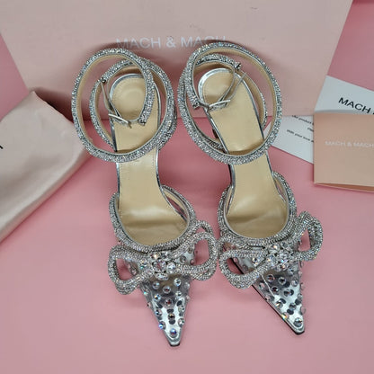 Mach & Mach Double Bow Crystal PVC High Heels Size 35,5/23