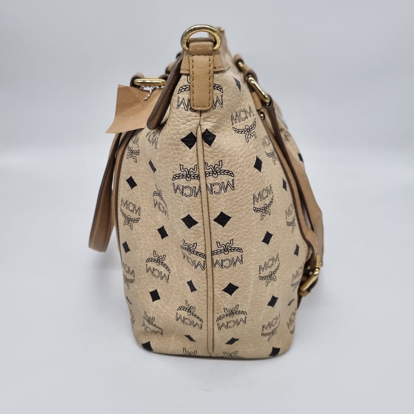 MCM Visetos Tote Bag Beige Size 34x14x27