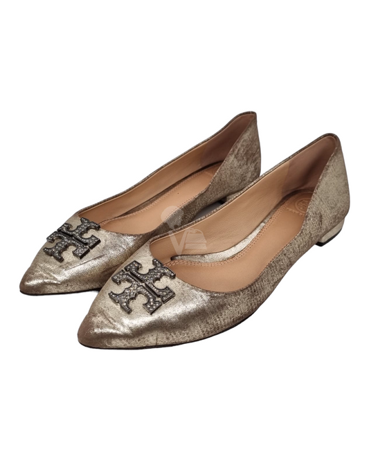 Tory Burch Ballet Flats Metallic Gold Size 8M/25