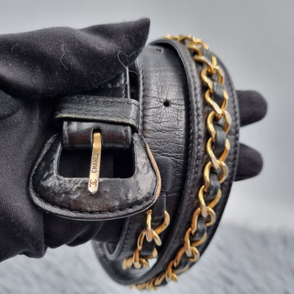 Chanel Belt Chain Leather Black Buckle (P 71)