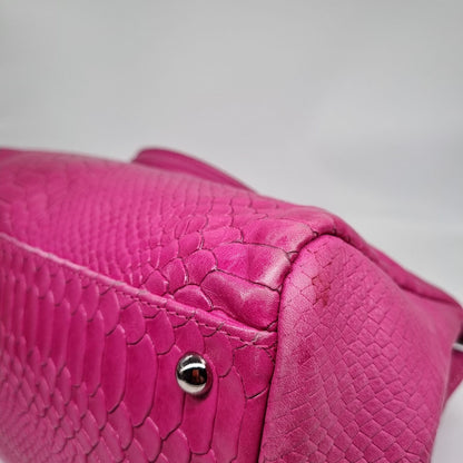 Longchamp Handbag Snake Skin Pink Size 32x9x29