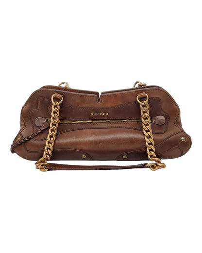 Miu Miu VIntage Chain Shoulder Bag Brown Size 35x11x16