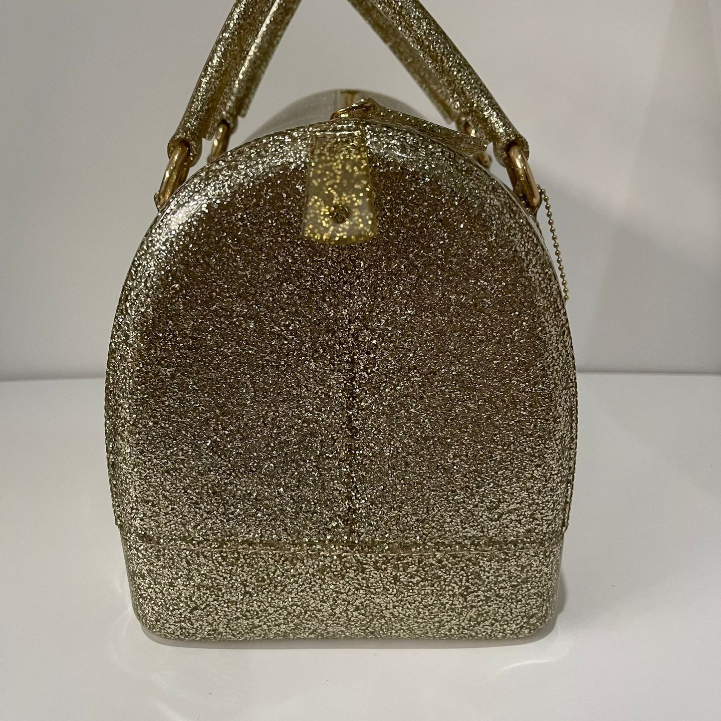 Furla Speedy Gold Glitter Candy Bag Size 30x16x19