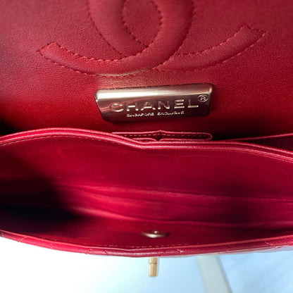 Chanel Classic Glazed Calfskin Double Flap Red #14