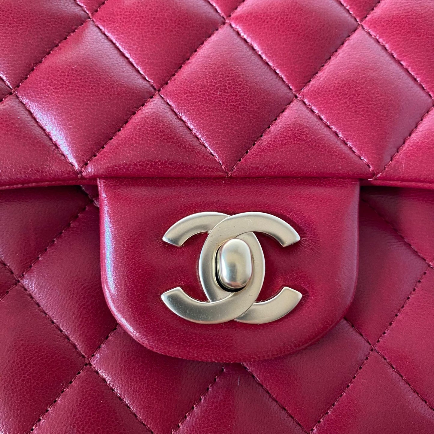 Chanel Classic Glazed Calfskin Double Flap Red #14