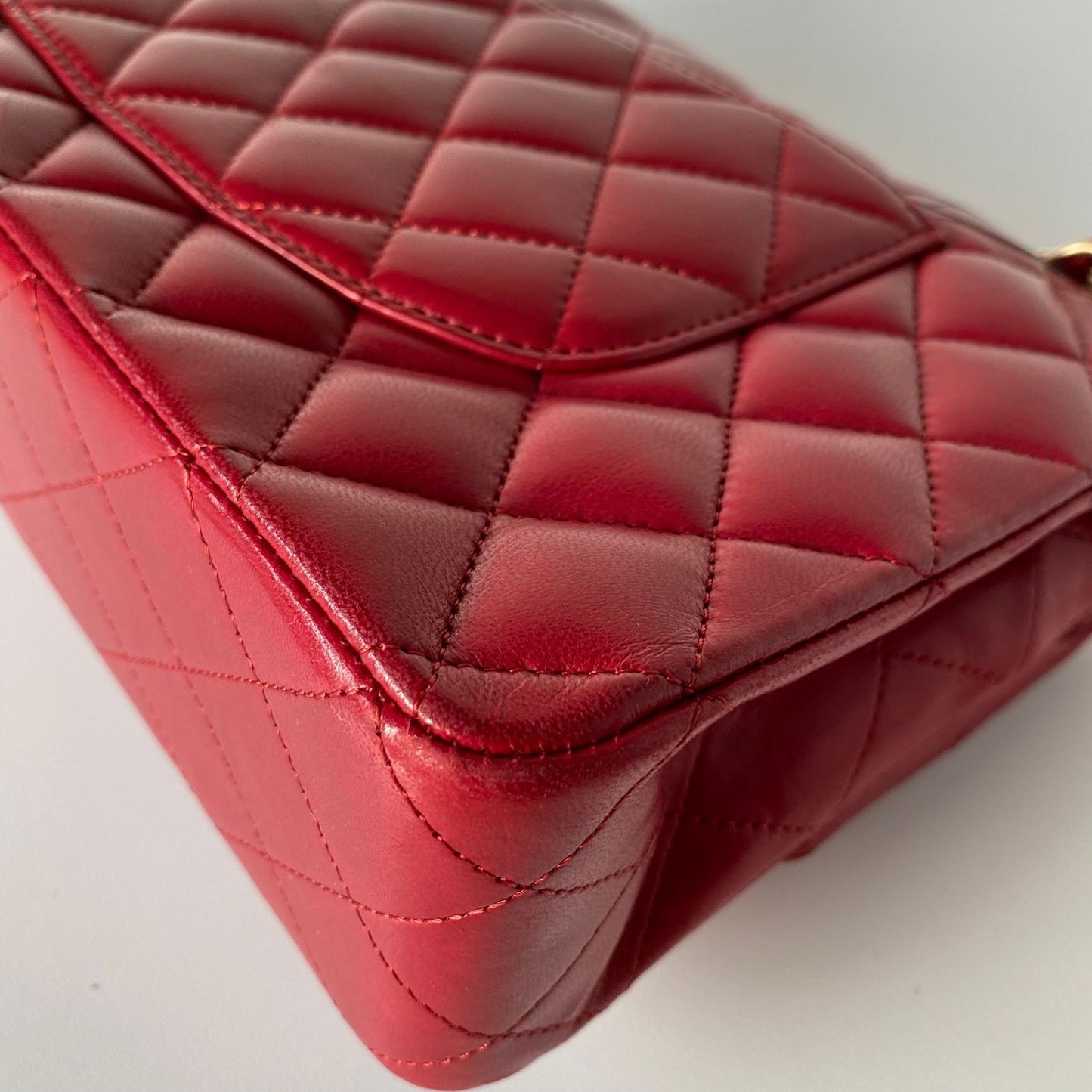 Chanel Classic Glazed Calfskin Double Flap Red #14