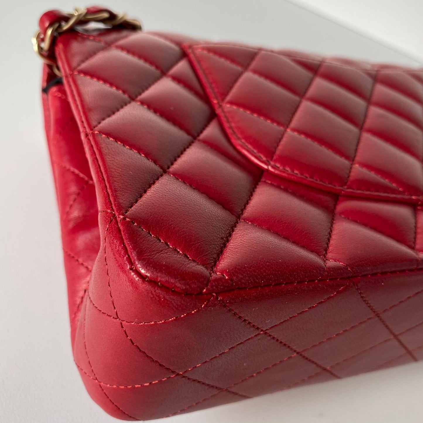 Chanel Classic Glazed Calfskin Double Flap Red #14