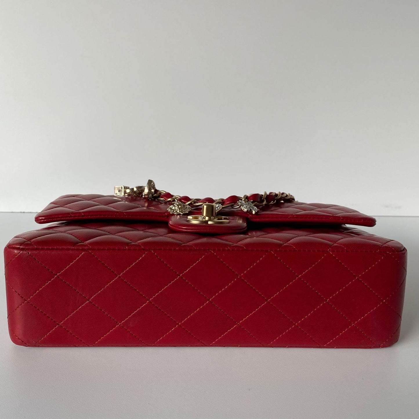 Chanel Classic Glazed Calfskin Double Flap Red #14