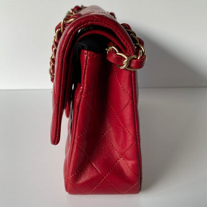 Chanel Classic Glazed Calfskin Double Flap Red #14