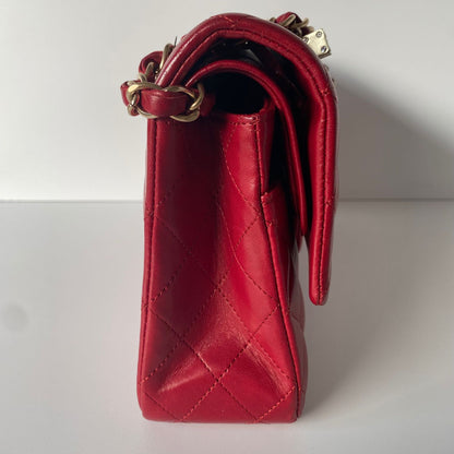 Chanel Classic Glazed Calfskin Double Flap Red #14